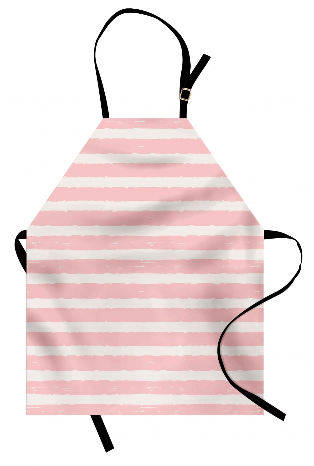 Kids Apron Paint Brushstrokes in Horizontal Direction Pastel Color Pattern for Girls Kids, Unisex Kitchen Bib Apron with Adjustable Neck for Cooking Baking Gardening, Blush Baby Pink, by Ambesonne