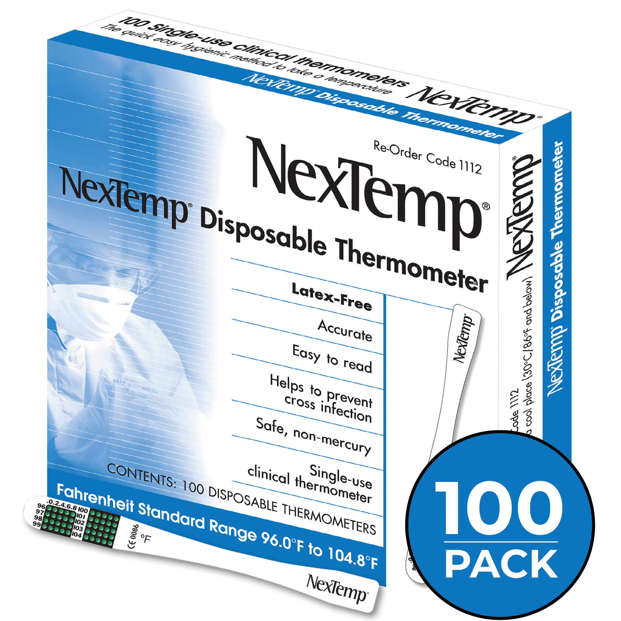 NexTemp Single-Use Thermometers - Individually Wrapped, Superior ...