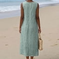 thumbnail image 4 of QUNYINEY Summer Women's Sundresses Long Casual A Line Sleeveless Tank Dress Cutout with Pockets Solid Crew Neck Loose Fit Dresses, 4 of 9