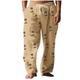 thumbnail image 2 of Pantalones largos para hombre, cintura elástica, transpirables, cómodos, suaves, informales, de playa, de poliéster., 2 of 5