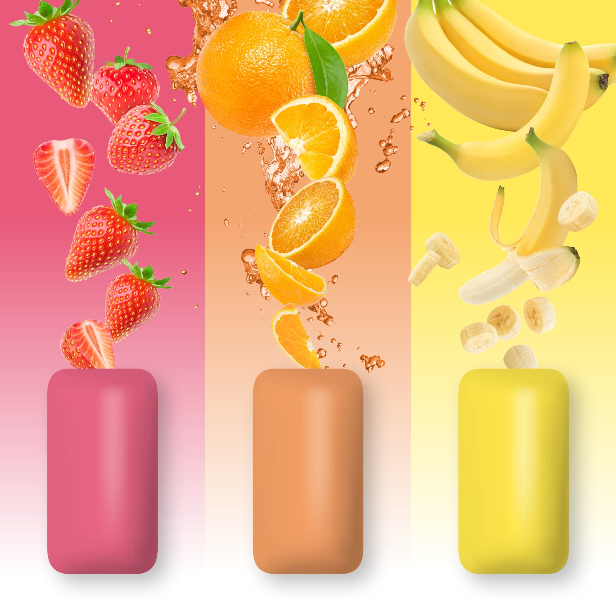 PUR Jumbo Gum, Aspartame Free, Sugar Free & 100% Xylitol, Natural Strawberry, Banana, Orange Flavor, 20 Pieces, Pack of 10