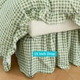 thumbnail image 5 of Green Gingham Wrap Around Ruffled Bed Skirt with Lace Decor, Plaid Grid Adjustable Elastic Dust Ruffles for Queen Bed, 15 Inch Drop Farmhouse Cottage Pleated Bed Frame Cover(Green Gingham, Queen), 5 of 6