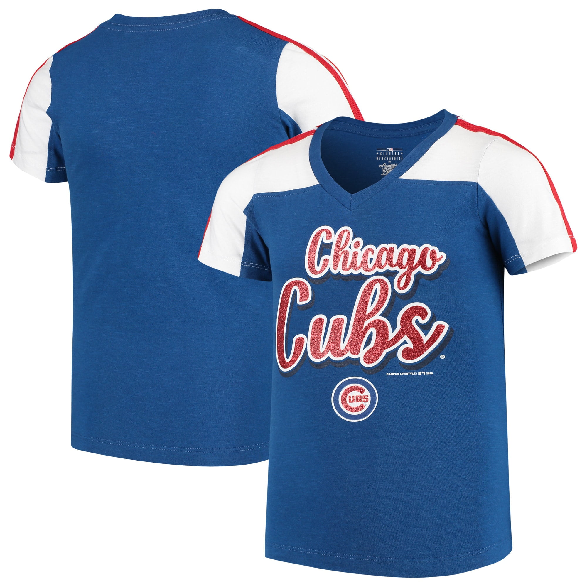 5th & Ocean Youth Girls Chicago Cubs Camo V-neck T-Shirt