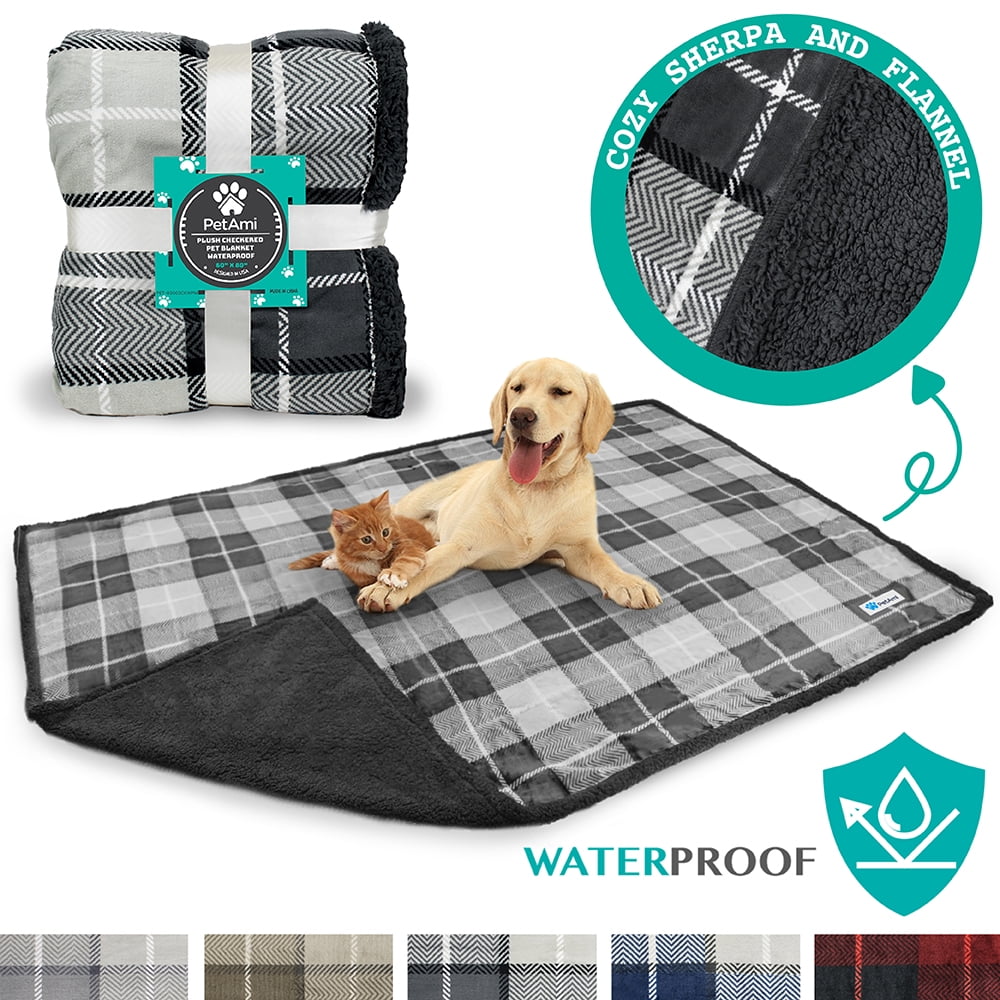 PetAmi Waterproof Dog Blanket for Bed Couch Sofa Warm Sherpa Pet