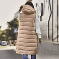 thumbnail image 4 of MOJOGO Women's Puffer Vest Quilted Snap Sleeveless Mid-Length Outwear Jackets Warm Fall Winter Down Coats with Hood Khaki XL, 4 of 6