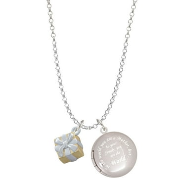 Delight Jewelry Goldtone 3-D Present with Crystal To the World You are a Mother Locket Necklace