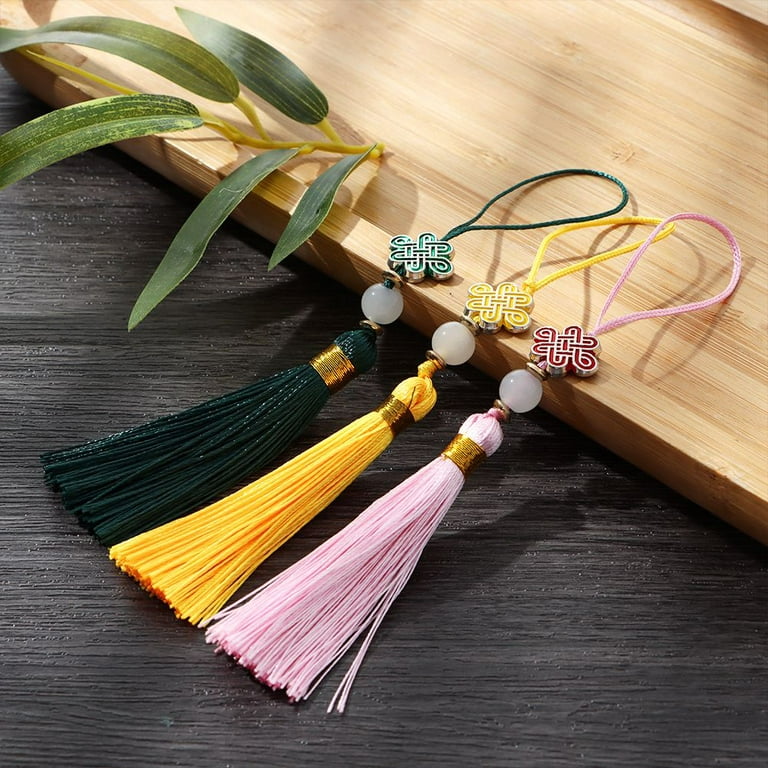 qbodp 10 Pieces Tassels,Chinese Knot Beaded Tassel Hanging  Ornament,Handmade Craft Tassels for Bookmarks,Keychain,Gift Tag,Crafts and  Jewelry Making