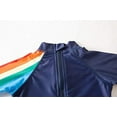 thumbnail image 3 of Styles I Love Little Boys Rocket Rainbow One-Piece Rash Guard Swimsuit with Sun Hat 2pcs Set Navy Bathing Suit Beach Swimwear (5T), 3 of 7