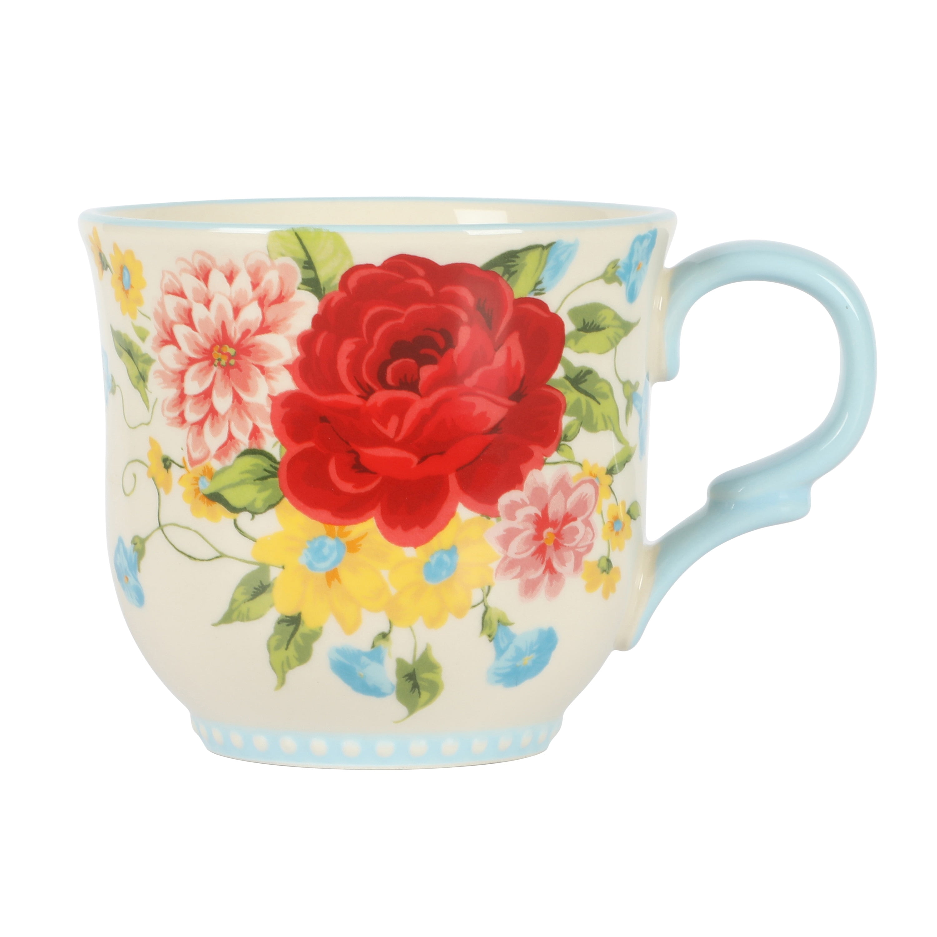 (2 pack) The Pioneer Woman Dinnerware 14.5 oz Nature & Floral Pink Sweet Rose Ceramic Mugs