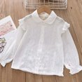 thumbnail image 5 of CAUYDY Collared Shirts for Girls Kids Long Sleeve Button Down Ruffle Blouse, School Uniform Top for Graduation Photoshoot Clothes Clear Sizes 7-8 Years, 5 of 5