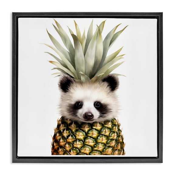 Stupell Industries Pineapple Panda Cub Black Framed Floater Canvas Wall Art, design by Lazar Studio