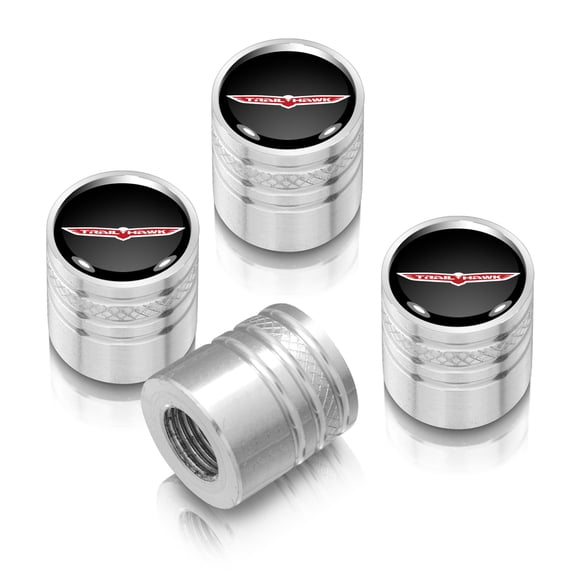 Jeep Trailhawk Black on Silver Aluminum Cylinder-Style Tire Valve Stem Caps