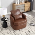 thumbnail image 6 of MAYEERTY Swivel Barrel Chair, Comfy Round Accent Sofa Chair for Living Room, 360 Degree Swivel Barrel Club Chair, Leisure Arm Chair for Nursery, Hotel, Bedroom, Office, Lounge (Brown PU), 6 of 24