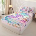 thumbnail image 2 of Metsweet Magical Horse Elf Zipper Twin Comforter Sets with Fitted Sheet and 2 Pillowcases, Princess Castle Butterfly Flowers Zipper Bedding Set,4-Piece,Pink Reversible, 2 of 6