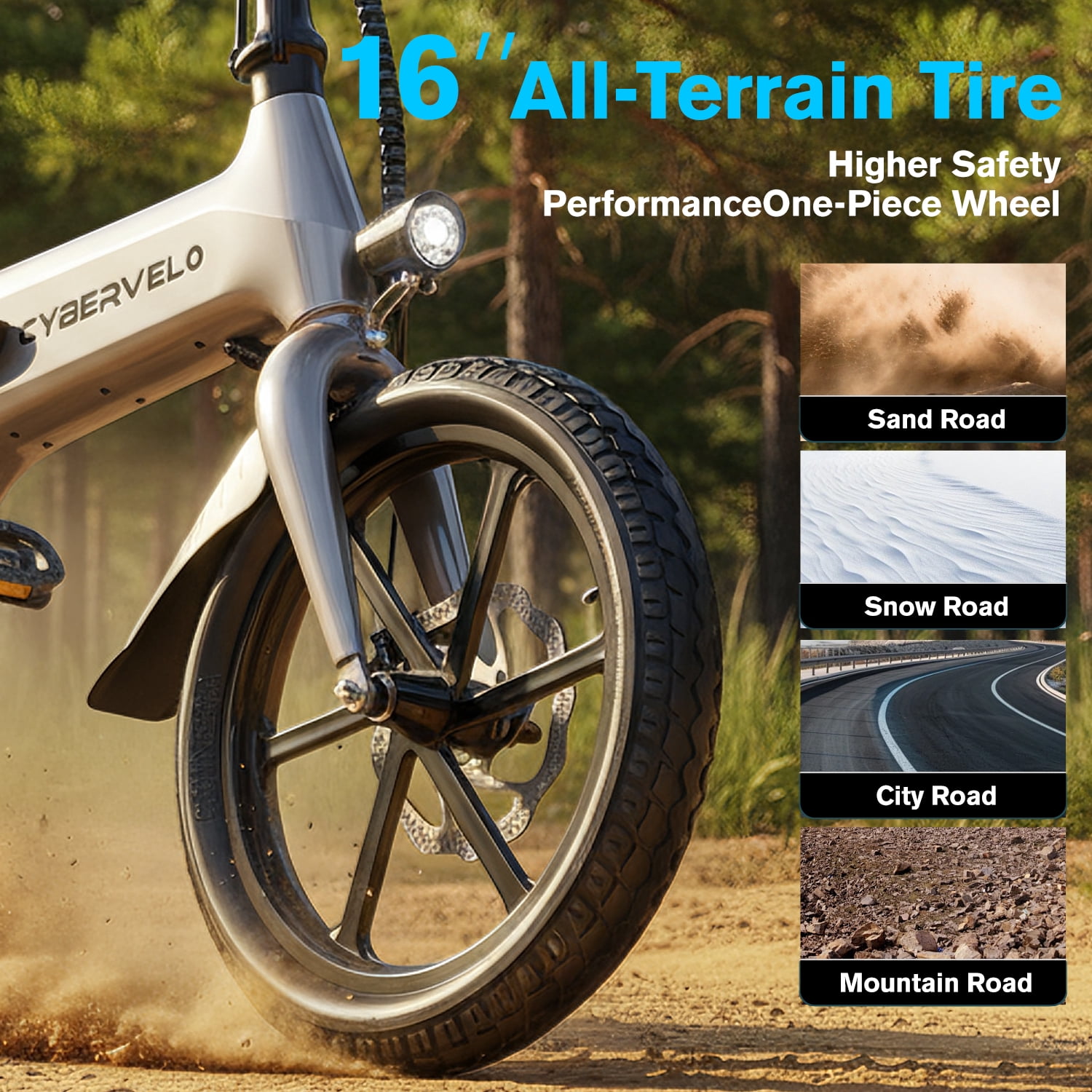 Cybervelo 500W Folding Electric Bike,36V 15AH Removable Battery EBike,Light Weight Ebike,Electric Bike for Adults, 16" Foldable ebike, Adult Electric Bikes for Man Woman Commute