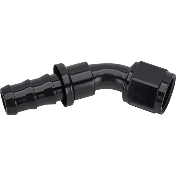 Black 45 Degree Socketless Push-On Hose End, -10 AN