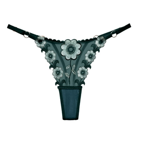 

Eashery Underwear Thong for Women Low Waist Hollow Out Stretch Underwear for Women Green One Size