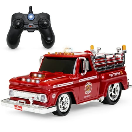 Best Choice Products 1/14 Scale 2.4GHz Remote Control Fire Engine Truck w/ Flashing Lights, Sound Effects, Non-Slip Rubber Tires, Rechargeable Batteries, USB Cable - (Best Brushless Rc Truck 2019)