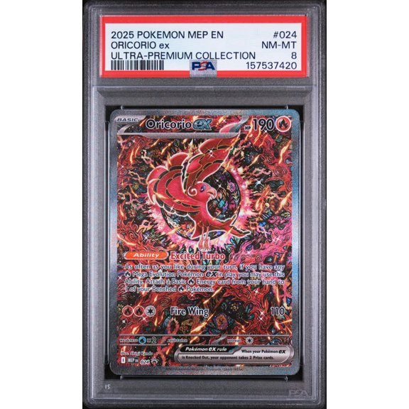 Collectible 2025 Pokemon Mega Evolution Mega Charizard X Ex Black Star Promo Ultra Premium Collection Oricorio Ex #024 PSA 8