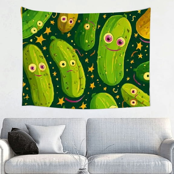 RKSupls Christmas Tapestry Wall Art, Funny Pickle Hanging Tapestry Decoration for New Year Bedroom, Living Room, Dorm, Apartment Home Decor,40*30in