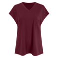 thumbnail image 5 of vigerkar Womens Summer Tops Short Sleeve Shirts for Women V Neck Basic Fashion Clothes With Pocket Wine, M, 5 of 9