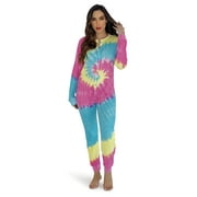 #followme Women's Thermal Henley Bodysuit - Cozy and Comfortable Winter Sleepwear and Loungewear Union Suit (Tie Dye Pastel Swirl, Small)