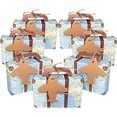 thumbnail image 1 of Zhuge Cajas de dulces con temática de viaje, 100 unidades, mini maletas vintage de papel kraft, cajas de regalo para bodas con etiquetas y cordel de arpillera para decoración, 1 of 5