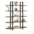 thumbnail image 3 of Bookshelf Industrial 70" Freestanding 5-Tier Tall Bookshelf Metal Frame Display Shelf with Thickened Particle Board for Bedroom, Home Office and Living Room, Rustic Brown, 3 of 6
