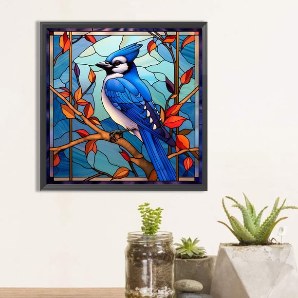 Cuadros Decorativos Pintura de diamante 5D DIY Taladro redondo completo Vidrieras Tanager Decor (VIP1017) DQrwqpou embutido en tela