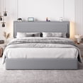 thumbnail image 5 of Einfach King Size Lift Up Hydraulic Bed Frame, Upholstered Velvet Storage Headboard Platform Bed with LED Light and Built-in Charging Station, Grey, 5 of 9