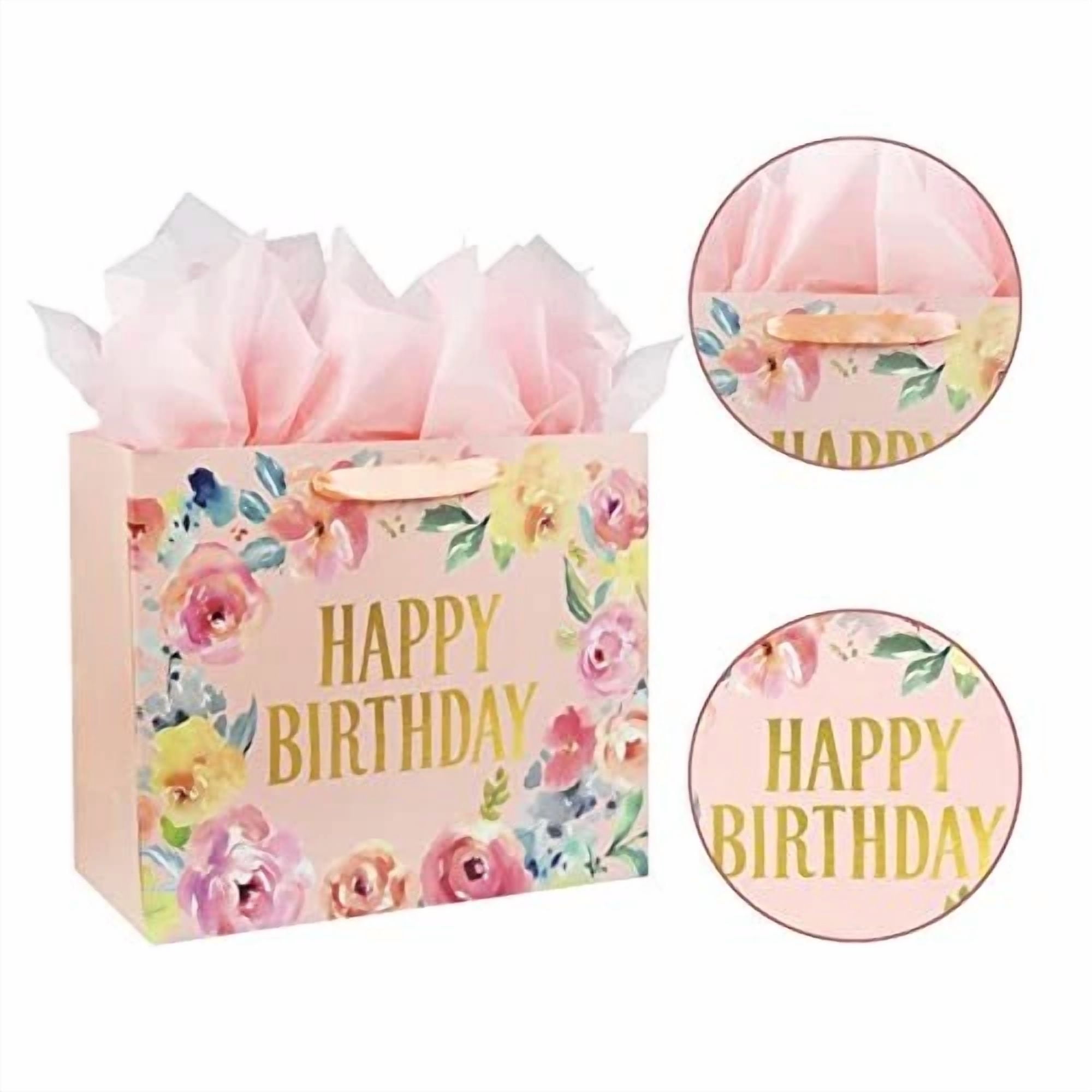 BUTTERFLY- 13" Large Happy Birthday Gift Bag With Card And Tissue Papers For Women Girls