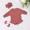 thumbnail image 2 of HNMKIU Customizable Name Hand Embroidered Baby Knitted Fall Jumpsuit Autumn Winter Sweater Cute Crawling for 0-18 Months Pink,6-9 Months, 2 of 5