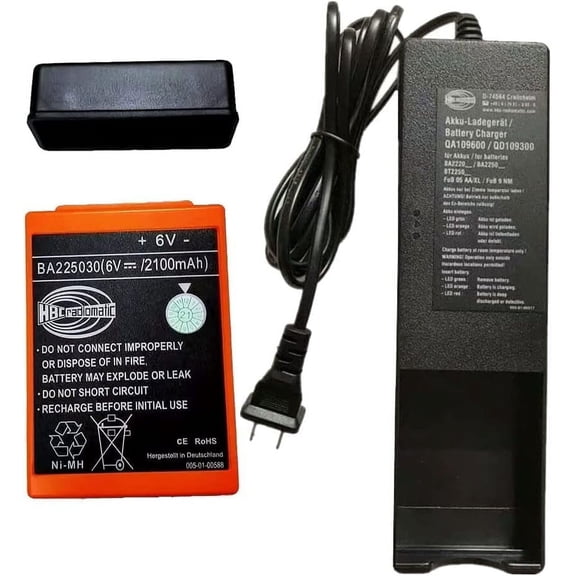 (1Pc BA225030 Battery   1Pc Charger) 3.6V 2100mAh BA225030 HBC Remote Control Rechargeable Battery with AC 100V ~ 240V D-74564 QA109600 Charger