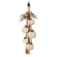 thumbnail image 2 of Distressed White Wooden Pumpkin Wall Hanging, 5‑Piece Graduated‑Size Pumpkin Swag with Plaid Bow & Eucalyptus, Farmhouse‑Inspired Seasonal Decor for Porch and Entryway, 2 of 6