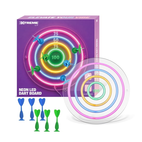 Xtreme Lit LED Dart Board, Light-Up Electronic Dartboard Indoor Game for Kids & Adults, Game Room, Bedroom & Dorm Room