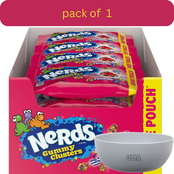 Nerds Gummy Clusters Candy, Share Size, 3 oz., 12 pk with bowl by OMA