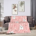 thumbnail image 6 of DouZhe Ultra-Soft Micro Fleece Lightweight Flannel Bed Blanket, Cartoon Pink Pretty Rabbit Print Cozy Warm Throw Blankets, 40"x30", 6 of 7