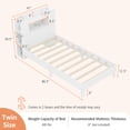 thumbnail image 3 of Gymax Twin Size Bed Frame Wooden Platform Bed Kids Bed Frame w/ Bookcase Headboard White, 3 of 9