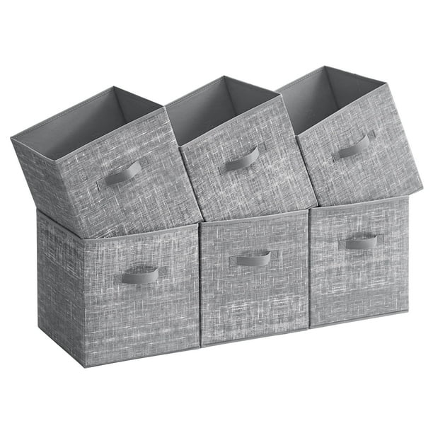 Cubos de almacenamiento SONGMICS, tela no tejida gris con forma de totora, 33 x 33 x 33 cm