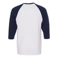 thumbnail image 3 of Heavy Cotton Raglan Three-Quarter Sleeve T-Shirt, S, White/Navy, 3 of 3