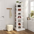 thumbnail image 4 of 7 Tier Rotating Shoe Rack 4 Grids Per Layer Shoe Storage Cabinet, White, 4 of 8