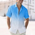 thumbnail image 2 of VSSSJ Men's Button Down Shirts Casual Gradient Print Short Sleeve Shirt Loose Fit Comfortable Fashion Vacation Beach Summer Shirts Light Blue XXXL, 2 of 6