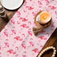 thumbnail image 2 of Pink Flamingo Cotton Linen Table Runner for Dining Kitchen, Summer Animals Wedding Outdoor Party Tablerunners Decoration, Dresser Scarf Coffee Tablecloth Runners 13x108 Inches, 2 of 8