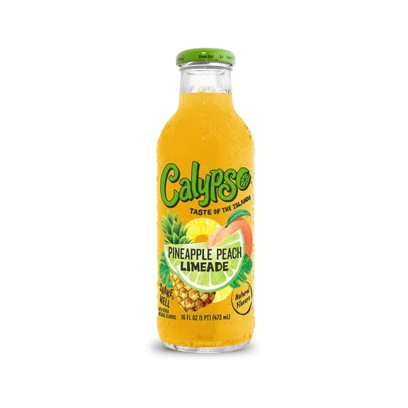 Calypso Limeade, Pineapple Peach, 16oz (Pack of 12)