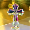thumbnail image 3 of 5.8inch Clear Crystal Cross Decor -Handmade K9 Glass Religious Figurine Standing Tabletop Decor for Home Altar,Wedding Centerpiece,Church & Office,Christian Gift for Women Men (Multicolor), 3 of 8