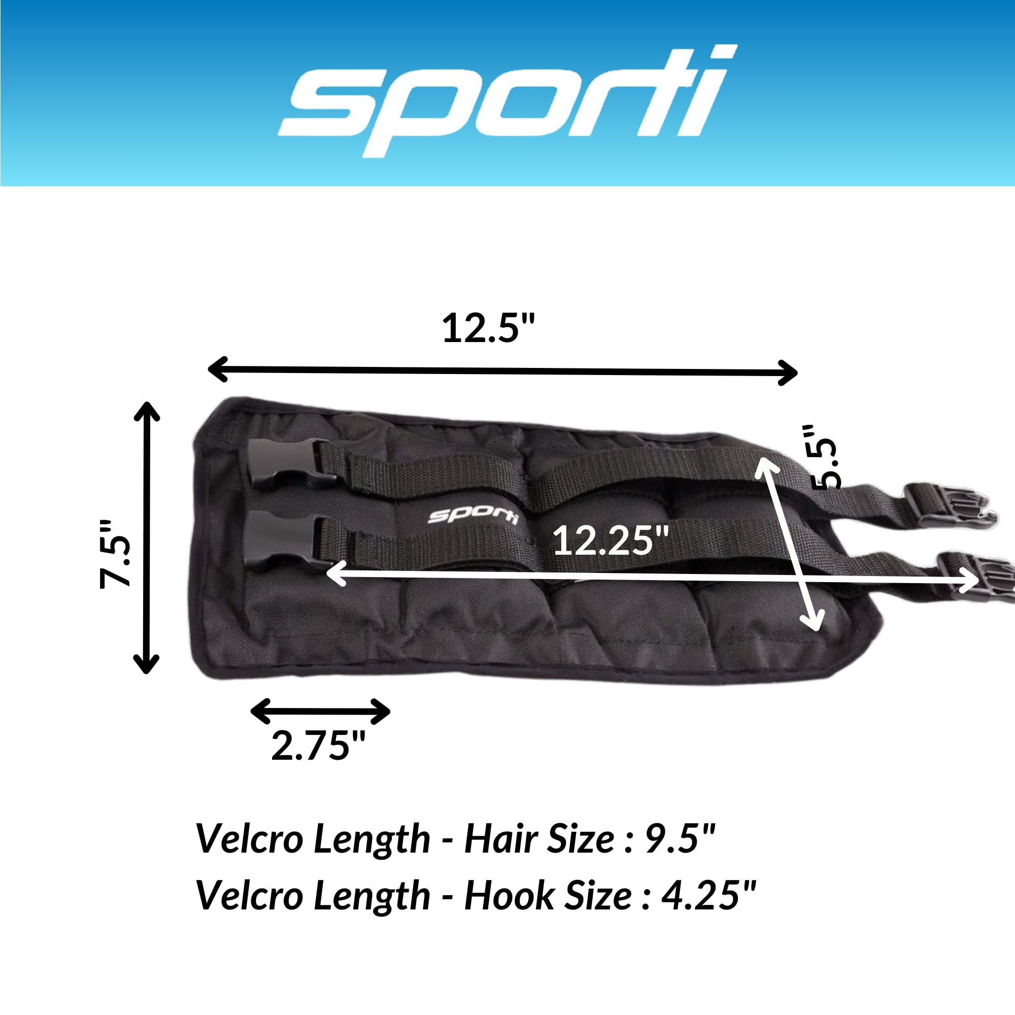 Sporti Unisex 10lbs Neoprene Ankle Weights, Adjustable & Comfortable Fit