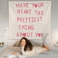 thumbnail image 3 of Pink Motivational Tapestry Wall Hanging, Make Your Heart the Prettiest Thing About You Inspirational Quote Wall Blanket Decor for Girls Room College Dorm Apartment, 50x60 Inch, 3 of 6