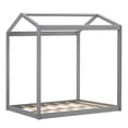 thumbnail image 4 of Max & Lily Twin Size Solid Wood House Bed Frame with Roof for Kids Bedroom Furniture, Grey, 4 of 9