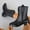Black, variant on Women's Ankle Boots Square Toe Low Block Heel Chelsea Booties Side Zip Pull Tab Rivet Detail Casual Daily Wear Comfy Fall Winter Botines Mujer