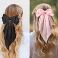 thumbnail image 2 of LQQBOX 3Pcs Hair Bow Clips for Women Girls Silky Satin Bow Hair Clips Hair Ribbon with Long Tail Cute Oversized Hair Clips Soft Big Hair Barrettes Hair Accessories (White Black Pink), 2 of 7